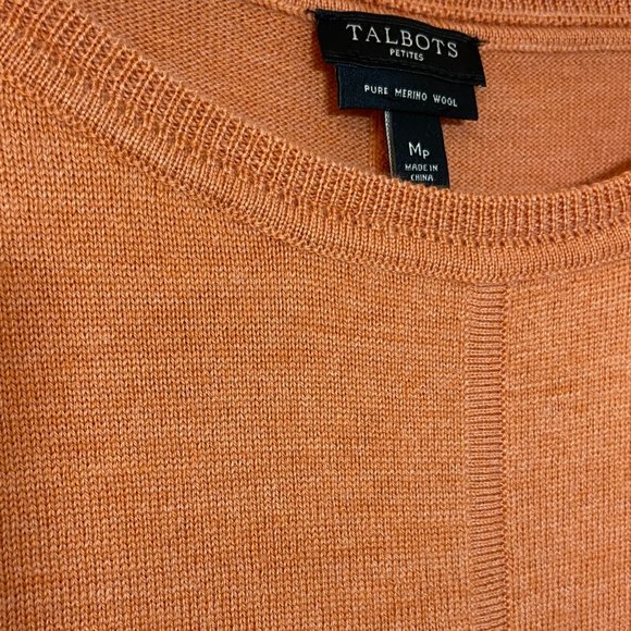 Talbot Women Pure Merino Wool Soft Orange Sweater Petite US M - Picture 9 of 14